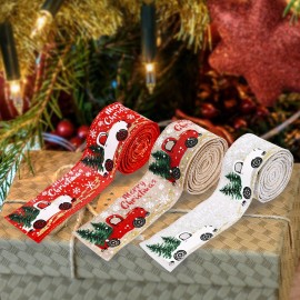 5M/Roll Christmas Tree Decoration Ribbon for Xmas Tree Crafting Merry Christmas Wired Edge Ribbon for DIY DIY Gift Wrapping Home Decor Gift Holiday Festivals