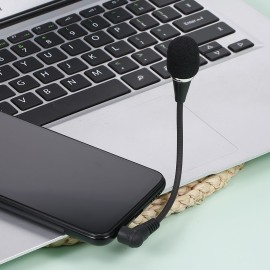 Mini Flexible Microphone 3.5MM Microphone Omni-Directional Condenser Microphone Superb Sound for Audio and Video Recording Black