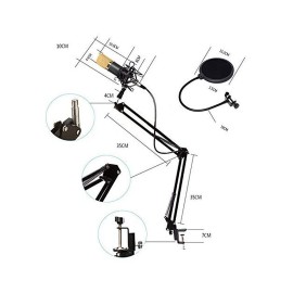 Professional BM700 Condenser Microphone Sound Recording Microphone Mic KTV Singing Studio Recording Kit Black+Gold