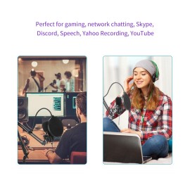 USB 192kHZ/24bit Podcast Recording Microphone Kit Professional Condenser Studio Broadcasting MIC with Stand Plug & Play For Gaming Chatting Speech
