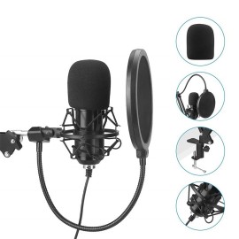 USB 192kHZ/24bit Podcast Recording Microphone Kit Professional Condenser Studio Broadcasting MIC with Stand Plug & Play For Gaming Chatting Speech