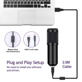 USB 192kHZ/24bit Podcast Recording Microphone Kit Professional Condenser Studio Broadcasting MIC with Stand Plug & Play For Gaming Chatting Speech