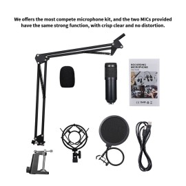 USB 192kHZ/24bit Podcast Recording Microphone Kit Professional Condenser Studio Broadcasting MIC with Stand Plug & Play For Gaming Chatting Speech