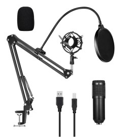 USB 192kHZ/24bit Podcast Recording Microphone Kit Professional Condenser Studio Broadcasting MIC with Stand Plug & Play For Gaming Chatting Speech