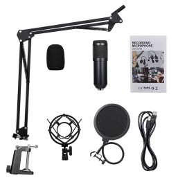 USB 192kHZ/24bit Podcast Recording Microphone Kit Professional Condenser Studio Broadcasting MIC with Stand Plug & Play For Gaming Chatting Speech