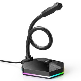TSP201 Desktop Capacitive Microphone USB Noise Reduction Computer Microphone with RGB Light Effect for Gaming Live Streaming​​