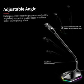 TSP201 Desktop Capacitive Microphone USB Noise Reduction Computer Microphone with RGB Light Effect for Gaming Live Streaming​​