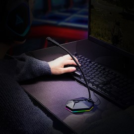 TSP201 Desktop Capacitive Microphone USB Noise Reduction Computer Microphone with RGB Light Effect for Gaming Live Streaming​​