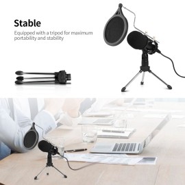 USB Condenser Microphone Recording Microphone Kit Karaoke Voice Microphone USB Drive-free Microphone with Tripod