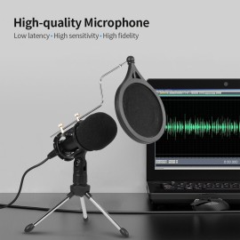 USB Condenser Microphone Recording Microphone Kit Karaoke Voice Microphone USB Drive-free Microphone with Tripod
