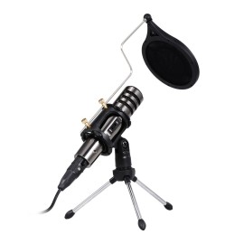 Multifunctional Condenser Microphone Recording Microphone Kit 3.5mm Mobile Phone Computer Karaoke Voice Microphone with Tripod