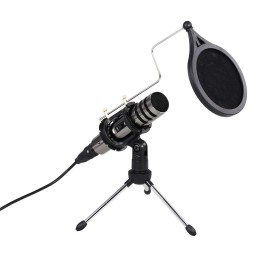 Multifunctional Condenser Microphone Recording Microphone Kit 3.5mm Mobile Phone Computer Karaoke Voice Microphone with Tripod