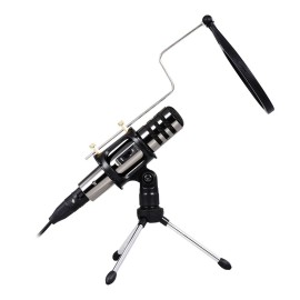 Multifunctional Condenser Microphone Recording Microphone Kit 3.5mm Mobile Phone Computer Karaoke Voice Microphone with Tripod