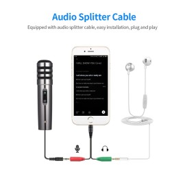 Multifunctional Condenser Microphone Recording Microphone Kit 3.5mm Mobile Phone Computer Karaoke Voice Microphone with Tripod
