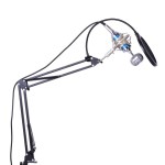 Professional Studio Broadcasting Recording Condenser Microphone Mic Kit Set 3.5mm with Shock Mount Adjustable Suspension Scissor Arm Stand Mounting Clamp Pop Filter