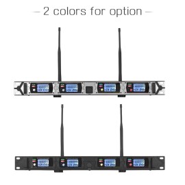 D4 Professional 4-Channel UHF Wireless Microphone System Includes 4 Handheld Mics + 1 Rack-Mount Receiver for Business Meeting Public Speech Classroom KaraokeTeaching
