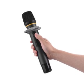 D4 Professional 4-Channel UHF Wireless Microphone System Includes 4 Handheld Mics + 1 Rack-Mount Receiver for Business Meeting Public Speech Classroom KaraokeTeaching