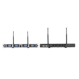 D4 Professional 4-Channel UHF Wireless Microphone System Includes 4 Handheld Mics + 1 Rack-Mount Receiver for Business Meeting Public Speech Classroom KaraokeTeaching