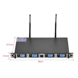 D4 Professional 4-Channel UHF Wireless Microphone System Includes 4 Handheld Mics + 1 Rack-Mount Receiver for Business Meeting Public Speech Classroom KaraokeTeaching