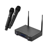 U2 UHF Wireless Microphone System 2 Handheld Mics & 1 Receiver with LCD Display for Karaoke Home Entertainment Business Meeting Speech Classroom Teaching