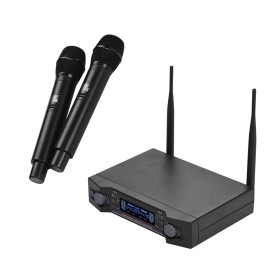 U2 UHF Wireless Microphone System 2 Handheld Mics & 1 Receiver with LCD Display for Karaoke Home Entertainment Business Meeting Speech Classroom Teaching
