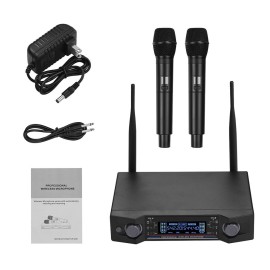U2 UHF Wireless Microphone System 2 Handheld Mics & 1 Receiver with LCD Display for Karaoke Home Entertainment Business Meeting Speech Classroom Teaching