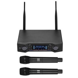 U2 UHF Wireless Microphone System 2 Handheld Mics & 1 Receiver with LCD Display for Karaoke Home Entertainment Business Meeting Speech Classroom Teaching