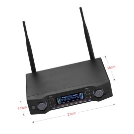 U2 UHF Wireless Microphone System 2 Handheld Mics & 1 Receiver with LCD Display for Karaoke Home Entertainment Business Meeting Speech Classroom Teaching