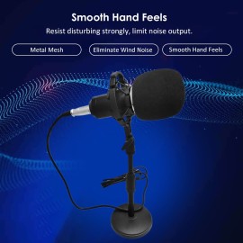 BM-800 Condenser Microphone Portable High Sensitivity Low Noise Mic Kit for Computer Mobile Phone Studio Live Stream Broadcasting Recording with Round Disk Support