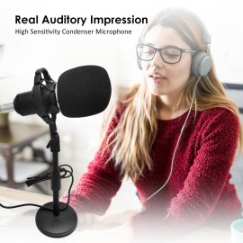 BM-800 Condenser Microphone Portable High Sensitivity Low Noise Mic Kit for Computer Mobile Phone Studio Live Stream Broadcasting Recording with Round Disk Support