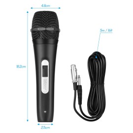 Handheld Wired Dynamic Microphone Mic XLR Cable 6.35mm Plug for Karaoke Singing Network Broadcast Live Streaming Speech with 5 Meters Audio Wire