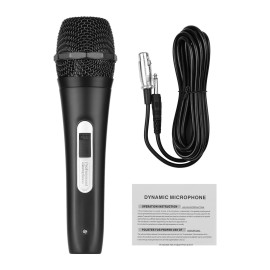 Handheld Wired Dynamic Microphone Mic XLR Cable 6.35mm Plug for Karaoke Singing Network Broadcast Live Streaming Speech with 5 Meters Audio Wire