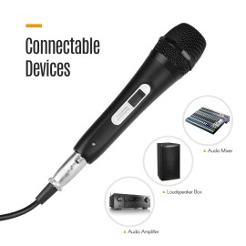Handheld Wired Dynamic Microphone Mic XLR Cable 6.35mm Plug for Karaoke Singing Network Broadcast Live Streaming Speech with 5 Meters Audio Wire