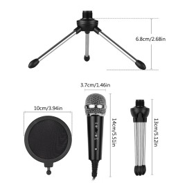 Video Microphone Kit with Mini Microphone Tripod Shock Mount Pop Filter Windshield Adapter Cable 3.5mm Plug