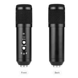 Studio Recording USB Condenser Microphone Mic Kit with Adjustable Suspension Scissor Arm Stand Pop Filter Windscreen USB Cable for Music Recording Online Chatting Singing   Network Broadcast Live Streaming