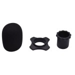 Microphone Protection Accessory Kit with Foam Windshield Anti-rolling Silicone Ring Bottom Rod Sleeve Holder for Wireless Handheld Mic