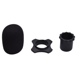 Microphone Protection Accessory Kit with Foam Windshield Anti-rolling Silicone Ring Bottom Rod Sleeve Holder for Wireless Handheld Mic