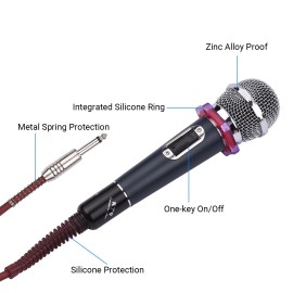 Dynamic Handheld Cardioid Condenser Microphone Wired Mic 4.5m/15ft Cable 6.35mm Plug for Music Singing Karaoke Stage Live Performance