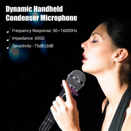 Dynamic Handheld Cardioid Condenser Microphone Wired Mic 4.5m/15ft Cable 6.35mm Plug for Music Singing Karaoke Stage Live Performance