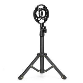 Tabletop Microphone Tripod Stand Desktop Mic Stand Metal Mic Tripod with Mic Holder for Streaming Recording