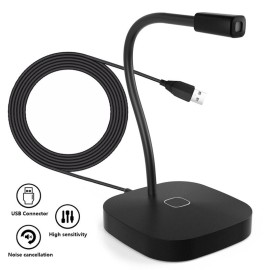 USB Computer Voice Microphone Desktop Conference Live Microphone Video Game Condenser Microphone Omnidirectional 360-degree Pickup Adjustable Shaft