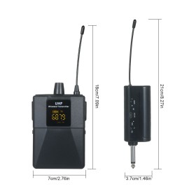 Portable UHF Microphone Set with 1 Receiver 2 Transmitter 2 Mic 2 Headset Mic Rechargeable Receiver Frequency Modulation Suitable for Home Entertainment Speech Live Streaming Video Recording