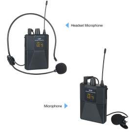 Portable UHF Microphone Set with 1 Receiver 2 Transmitter 2 Mic 2 Headset Mic Rechargeable Receiver Frequency Modulation Suitable for Home Entertainment Speech Live Streaming Video Recording