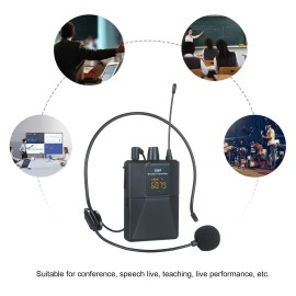 Portable UHF Microphone Set with 1 Receiver 2 Transmitter 2 Mic 2 Headset Mic Rechargeable Receiver Frequency Modulation Suitable for Home Entertainment Speech Live Streaming Video Recording
