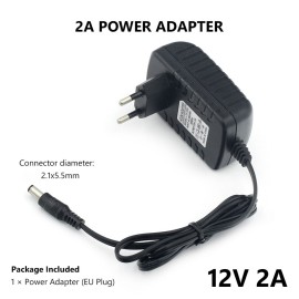 Universal Power Adapter AC 100-240V DC 12V 2A Supply Charger Adapter for LED light Strips CCTV Camera