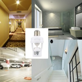 360 Degree Detection PIR Infrared Motion Sensor E27 LED Light Lamp Base Holder Bulb Socket Day & Night 2 Modes