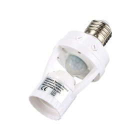 360 Degree Detection PIR Infrared Motion Sensor E27 LED Light Lamp Base Holder Bulb Socket Day & Night 2 Modes