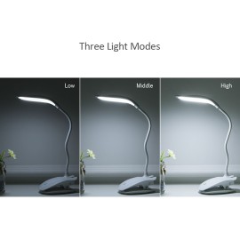 16 LED Desk Lamp USB Rechargeable Dimmable Lightweight Clip Lamp with Sensitive Touch Button for Bedside Reading Study
