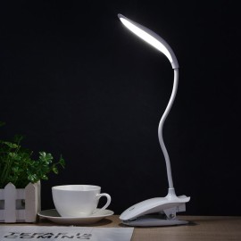16 LED Desk Lamp USB Rechargeable Dimmable Lightweight Clip Lamp with Sensitive Touch Button for Bedside Reading Study