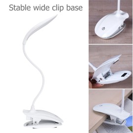 16 LED Desk Lamp USB Rechargeable Dimmable Lightweight Clip Lamp with Sensitive Touch Button for Bedside Reading Study